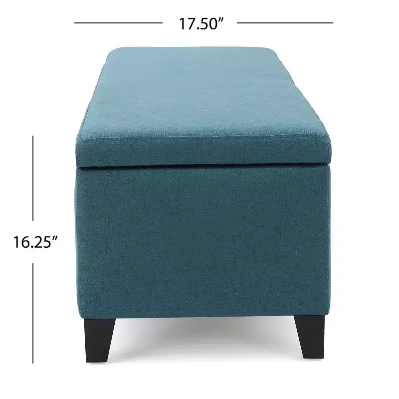 Poggiapiedi contenitore imbottito contemporaneo con gambe in betulla, 129,5 cm, 2 posti