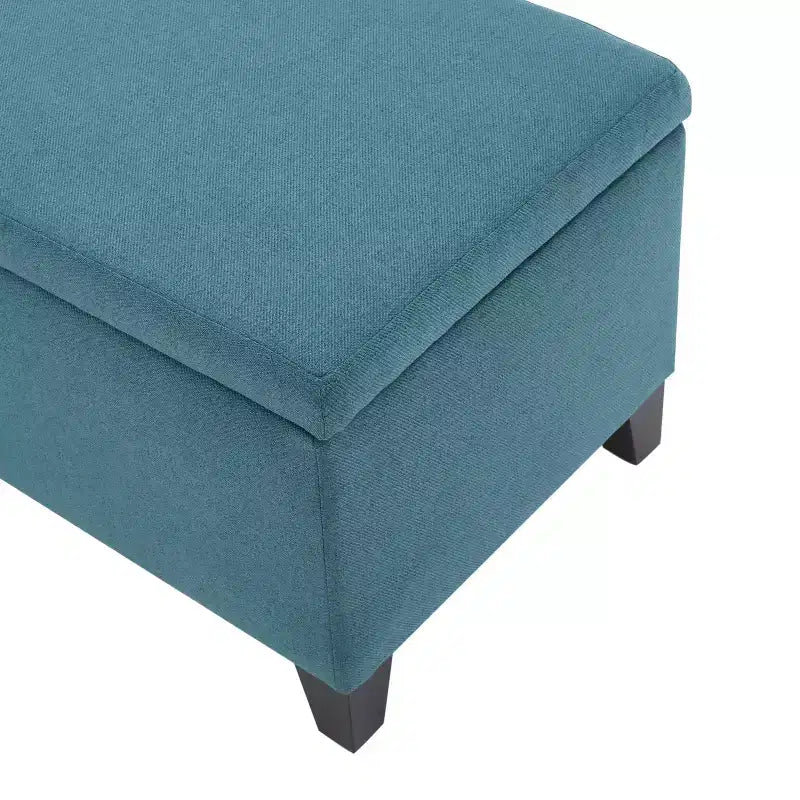 Poggiapiedi contenitore imbottito contemporaneo con gambe in betulla, 129,5 cm, 2 posti