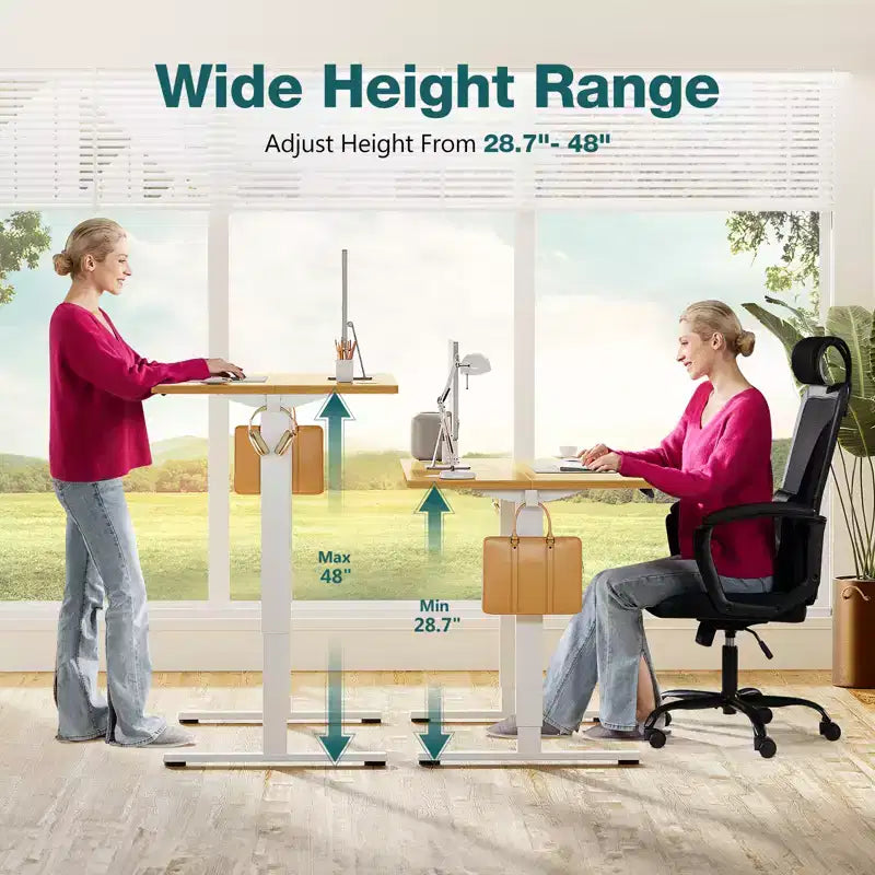 Scrivania elettrica ergonomica regolabile in altezza con telaio in metallo a T e preset di memoria, workstation moderna per computer 39.30x23.60x45.40-Giallo
