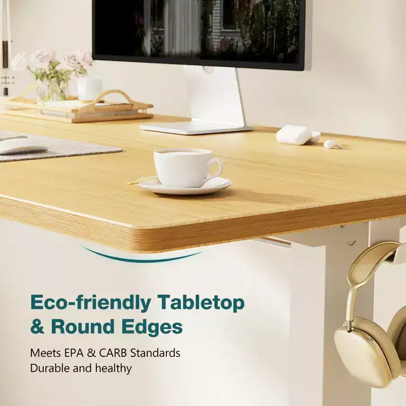Scrivania elettrica ergonomica regolabile in altezza con telaio in metallo a T e preset di memoria, workstation moderna per computer 39.30x23.60x45.40-Giallo
