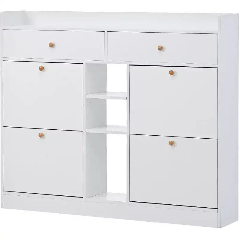 Scarpiera moderna a 3 livelli con cassetti a ribalta, capacità 19 paia, mobile contenitore minimalista per ingresso