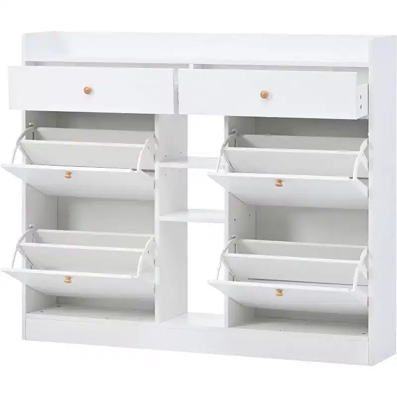 Scarpiera moderna a 3 livelli con cassetti a ribalta, capacità 19 paia, mobile contenitore minimalista per ingresso