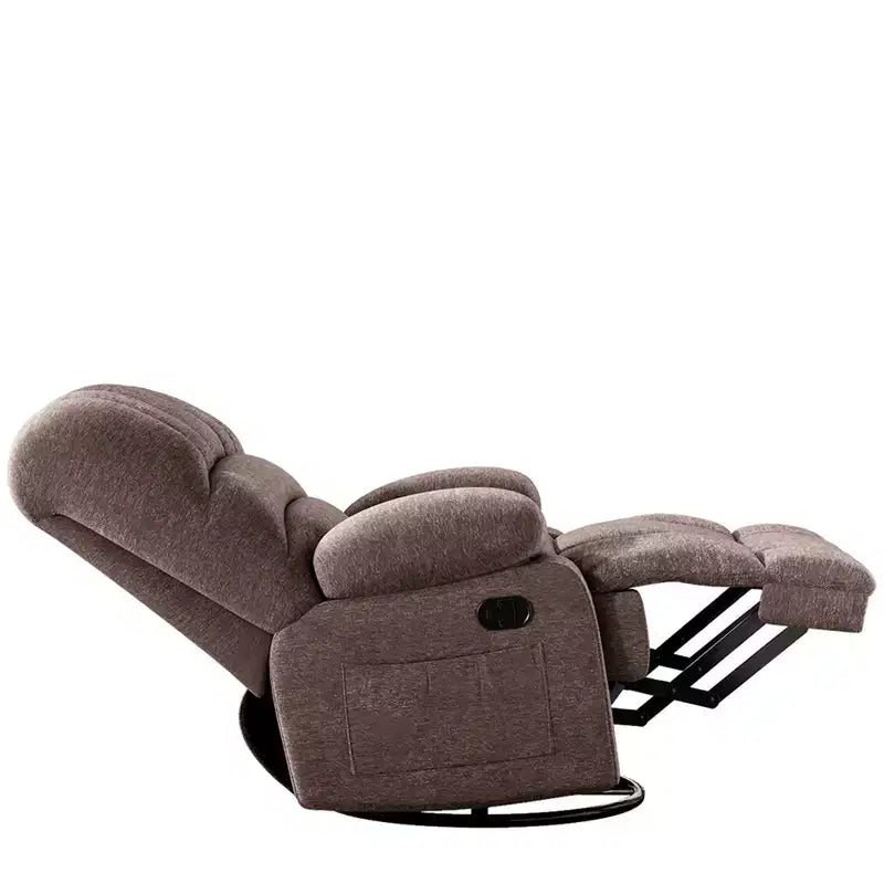 Poltrona reclinabile girevole oversize per adulti, marrone, portata 158 kg, per soggiorno