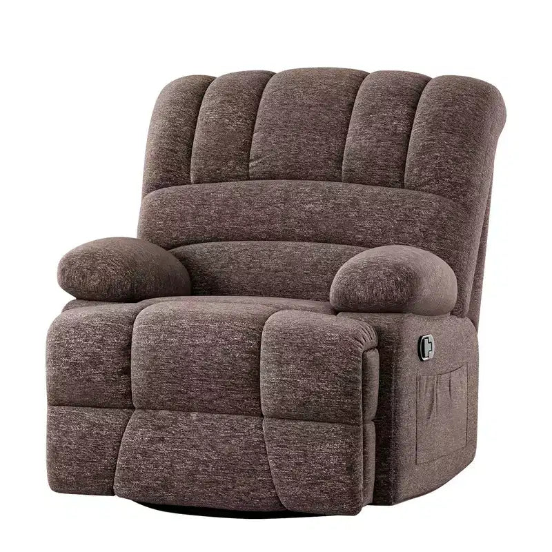 Poltrona reclinabile girevole oversize per adulti, marrone, portata 158 kg, per soggiorno