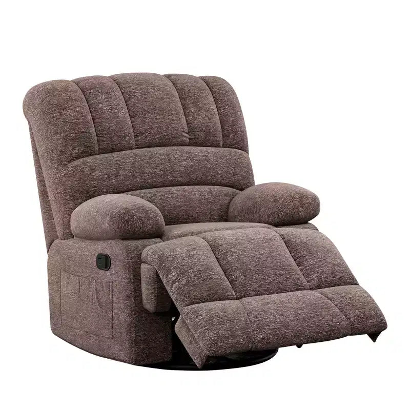Poltrona reclinabile girevole oversize per adulti, marrone, portata 158 kg, per soggiorno
