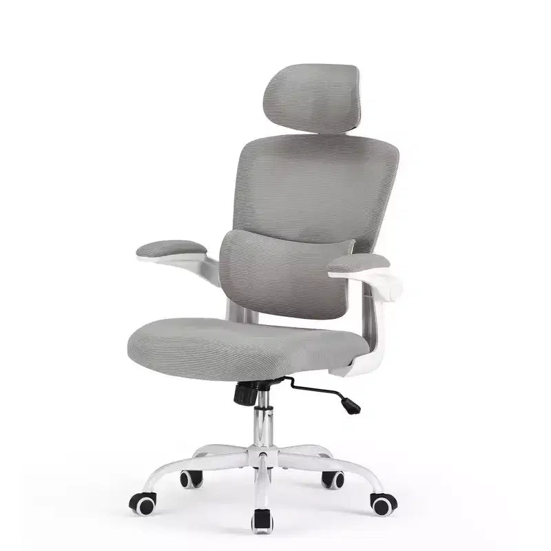 Sedia ergonomica da ufficio con schienale alto, braccioli ribaltabili e supporto lombare regolabile