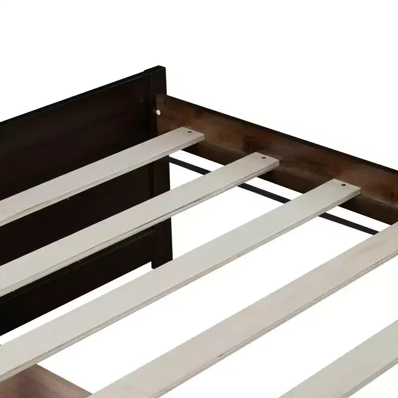 Letto a piattaforma singolo con 2 cassetti portaoggetti, in legno massello di caucciù, non necessita di rete a molle
