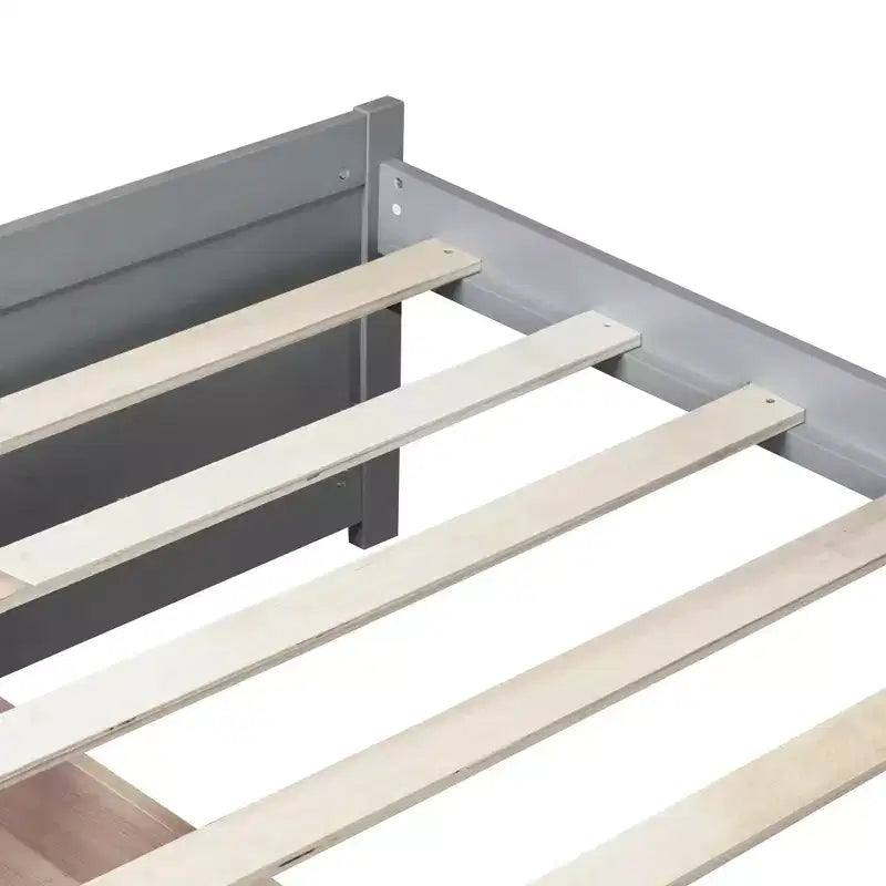 Letto a piattaforma singolo con 2 cassetti portaoggetti, in legno massello di caucciù, non necessita di rete a molle