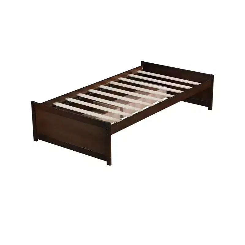 Letto a piattaforma singolo con 2 cassetti portaoggetti, in legno massello di caucciù, non necessita di rete a molle