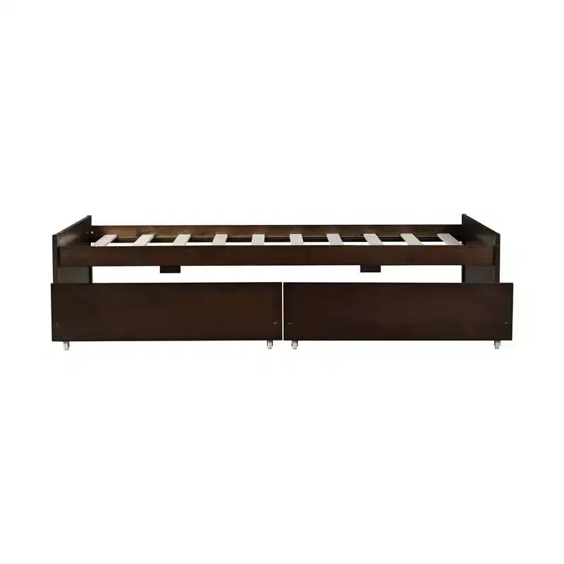 Letto a piattaforma singolo con 2 cassetti portaoggetti, in legno massello di caucciù, non necessita di rete a molle