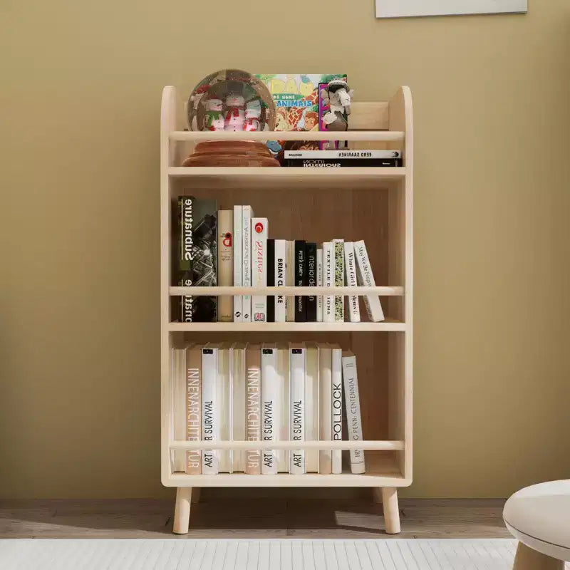 Libreria in legno massello di pino con ripiani spessi, scaffale autoportante