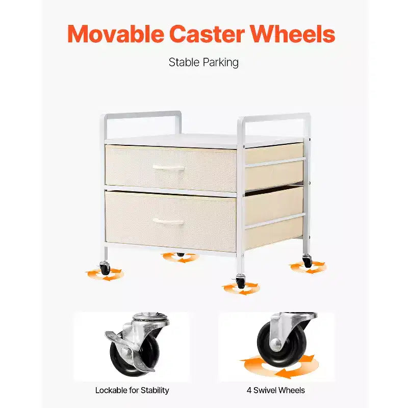 Supporto per Mini Frigo con Contenitore, Capacità 80 kg, 2 Cassetti e 4 Ruote Girevoli