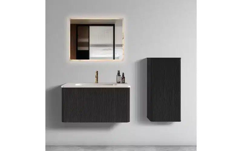 Pensile da Bagno a Righe, Armadietto Galleggiante con 3 Ripiani