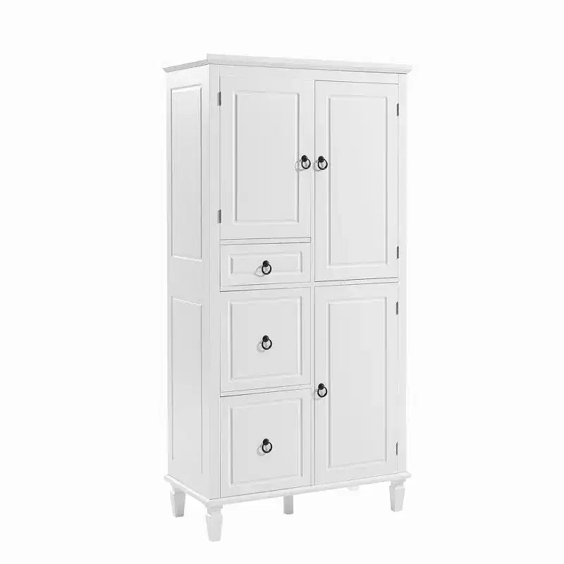 Mobiletto bagno, Mobiletto a parete o da terra con 4 ripiani, Bianco
