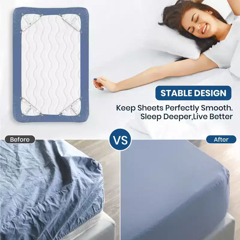 Fermagli per lenzuola 4 pezzi, cinghie ferma materasso, fasce angolari elastiche, adatte da letto singolo a king size
