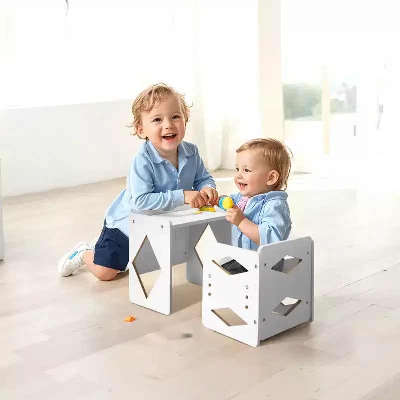 Set tavolo e sedia Montessori per lo svezzamento, tavolo e sedia in legno per bambini da 1 a 5 anni