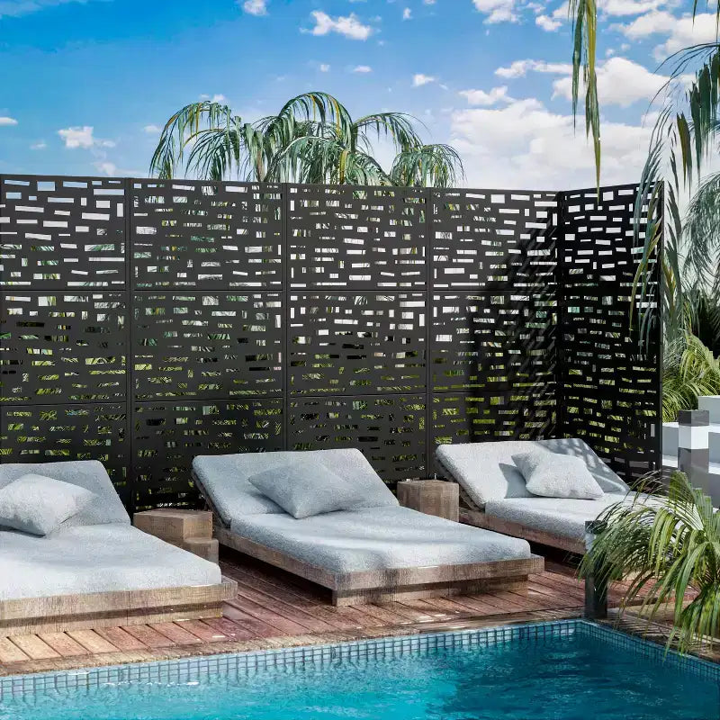 Schermo per la privacy da esterno da 72 pollici con telaio zincato, divisorio rettangolare per giardino e patio, nero
