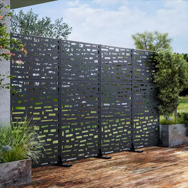 Schermo per la privacy da esterno da 72 pollici con telaio zincato, divisorio rettangolare per giardino e patio, nero