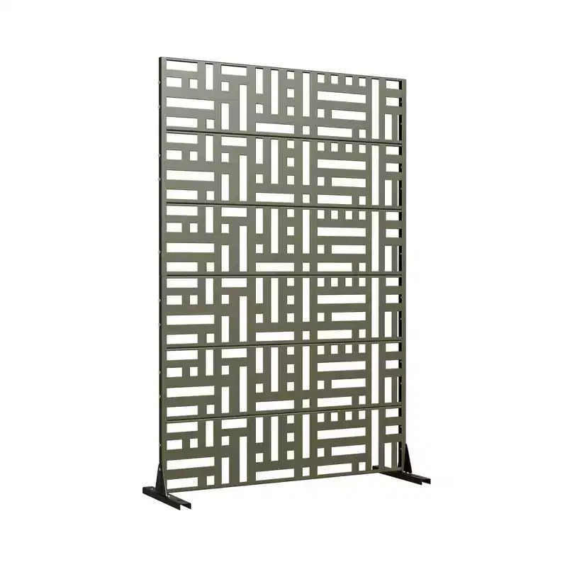 Schermo divisorio a 3 pannelli da esterno con griglia, acciaio galvanizzato grigio oliva, 72x47 pollici