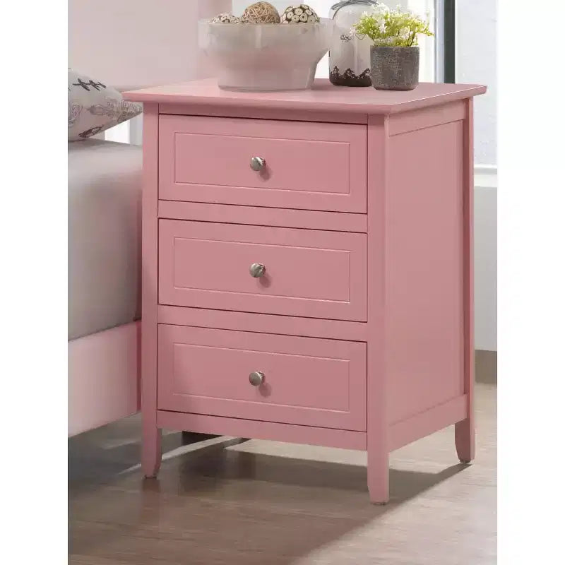 Comodino Rosa 25x19x15 Pollici, Tavolino Compatto per la Camera da Letto con Spazio Contenitore