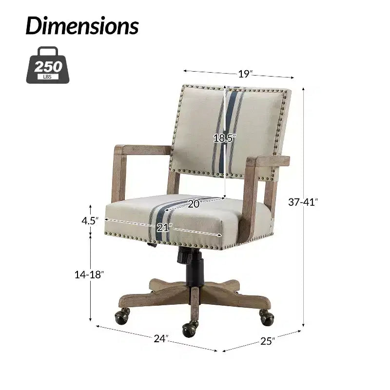 Sedia girevole da ufficio moderna con borchie, tessuto misto lino, altezza regolabile, portata 100 kg