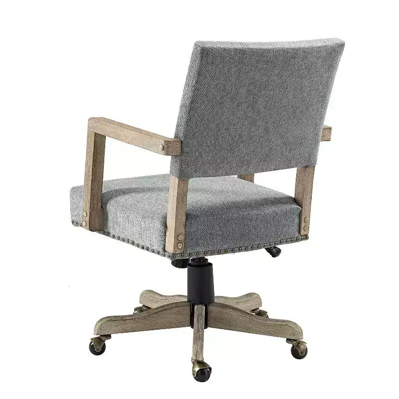 Sedia girevole da ufficio moderna con borchie, tessuto misto lino, altezza regolabile, portata 100 kg
