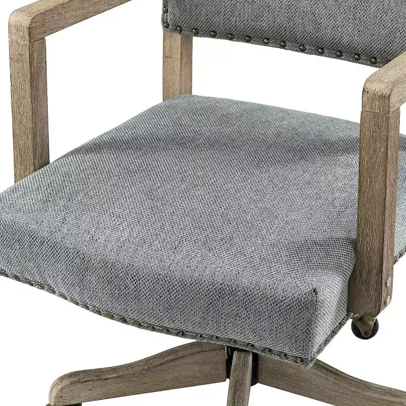 Sedia girevole da ufficio moderna con borchie, tessuto misto lino, altezza regolabile, portata 100 kg