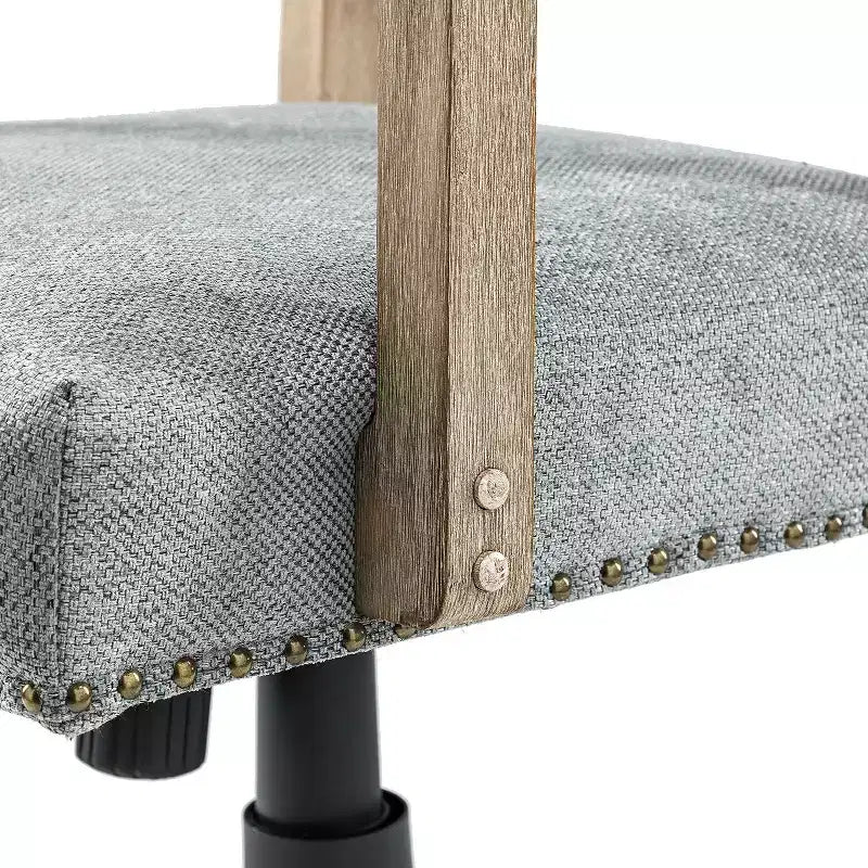 Sedia girevole da ufficio moderna con borchie, tessuto misto lino, altezza regolabile, portata 100 kg