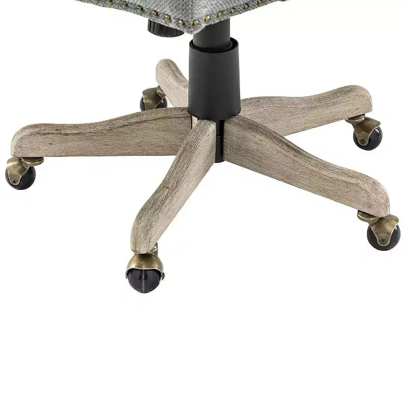 Sedia girevole da ufficio moderna con borchie, tessuto misto lino, altezza regolabile, portata 100 kg