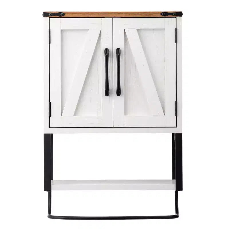 Mobiletto da bagno con porta scorrevole a parete con portasciugamani, mobiletto rustico in legno