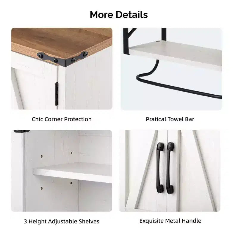 Mobiletto da bagno con porta scorrevole a parete con portasciugamani, mobiletto rustico in legno