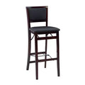 30" Keira Padded Back Faux Leather Folding Bar Stool Espresso Brown - Linon: Rubberwood Frame, Polyurethane Foam