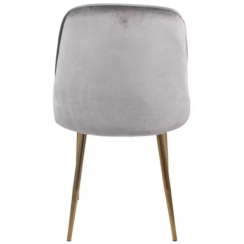 Set di 2 sedie da pranzo in velluto con gambe cromate e protezioni per pavimenti, oro argento