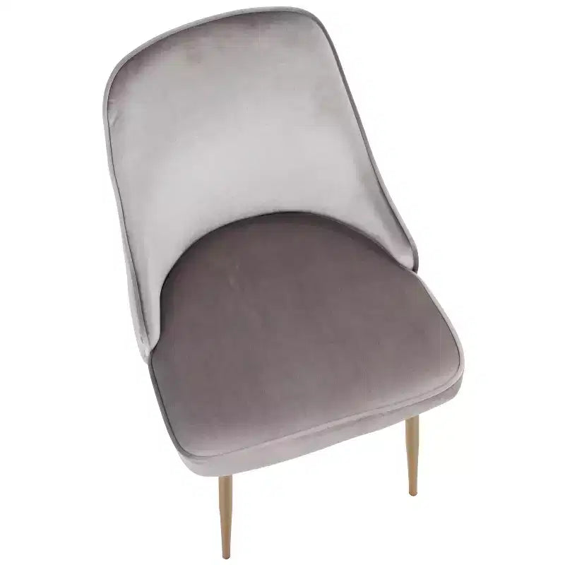 Set di 2 sedie da pranzo in velluto con gambe cromate e protezioni per pavimenti, oro argento