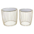 Set of 2 Metal and Glass Round Accent Tables Gold - Olivia & May: No Assembly, Indoor Use, Contemporary Style