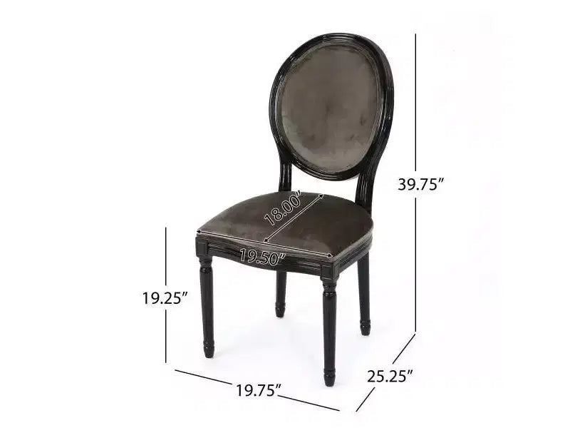 Set di 2 sedie da pranzo in velluto, schienale Luigi XVI con finitura in legno lucido, capacità 113 kg