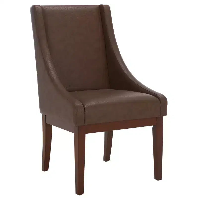 Poltrona con braccioli inclinati, rivestimento in pelle bicast color crema con struttura in legno, capacità 125 kg
