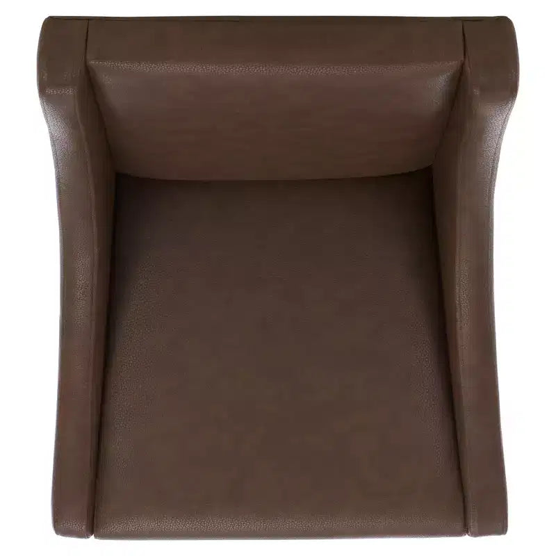 Poltrona con braccioli inclinati, rivestimento in pelle bicast color crema con struttura in legno, capacità 125 kg