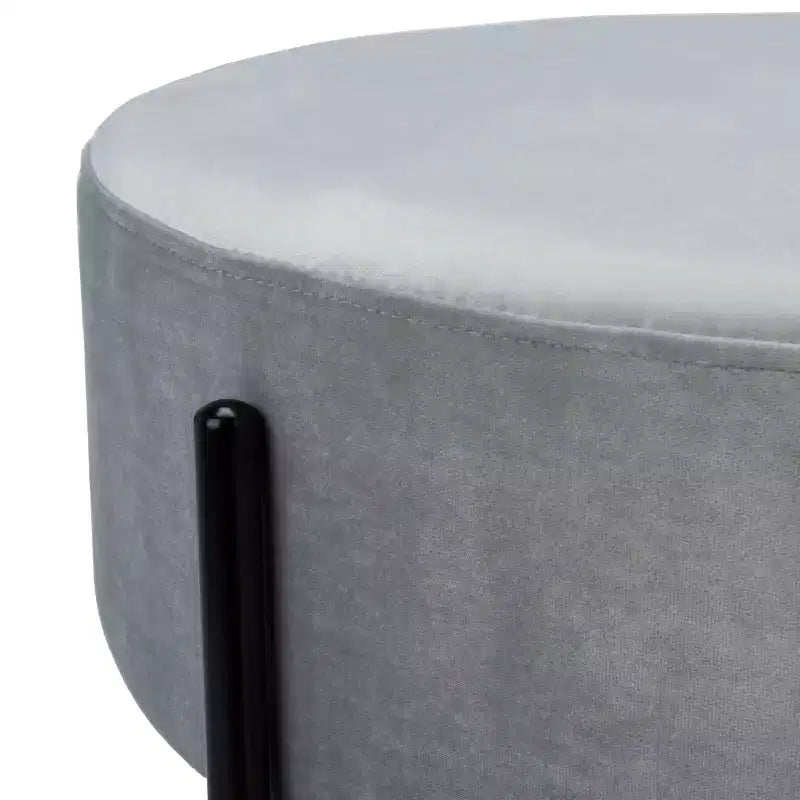 Pouf rotondo da cocktail, rivestito in velluto con gambe in metallo, 80 cm, verde malachite