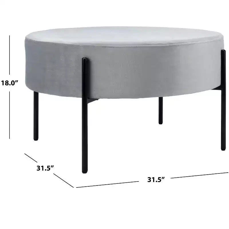 Pouf rotondo da cocktail, rivestito in velluto con gambe in metallo, 80 cm, verde malachite