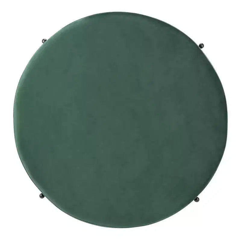 Pouf rotondo da cocktail, rivestito in velluto con gambe in metallo, 80 cm, verde malachite