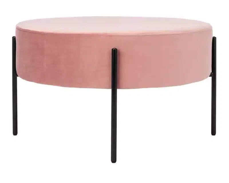 Pouf rotondo da cocktail, rivestito in velluto con gambe in metallo, 80 cm, verde malachite