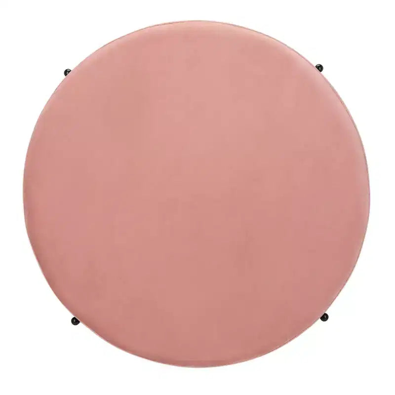 Pouf rotondo da cocktail, rivestito in velluto con gambe in metallo, 80 cm, verde malachite