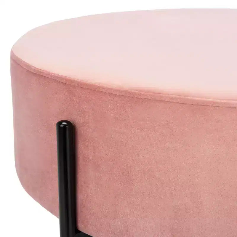 Pouf rotondo da cocktail, rivestito in velluto con gambe in metallo, 80 cm, verde malachite