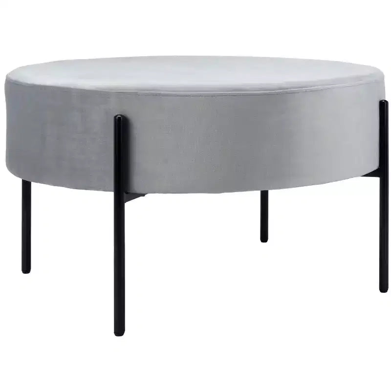Pouf rotondo da cocktail, rivestito in velluto con gambe in metallo, 80 cm, verde malachite