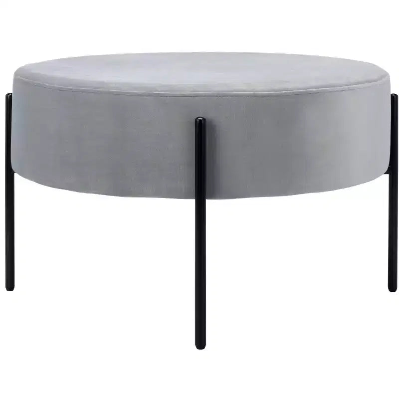 Pouf rotondo da cocktail, rivestito in velluto con gambe in metallo, 80 cm, verde malachite