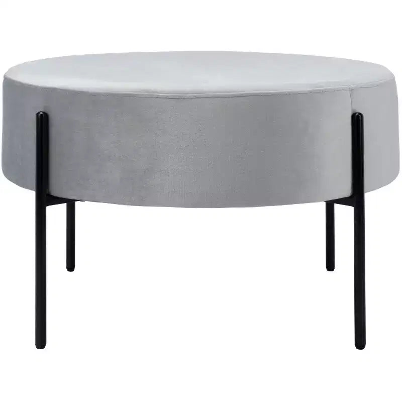 Pouf rotondo da cocktail, rivestito in velluto con gambe in metallo, 80 cm, verde malachite