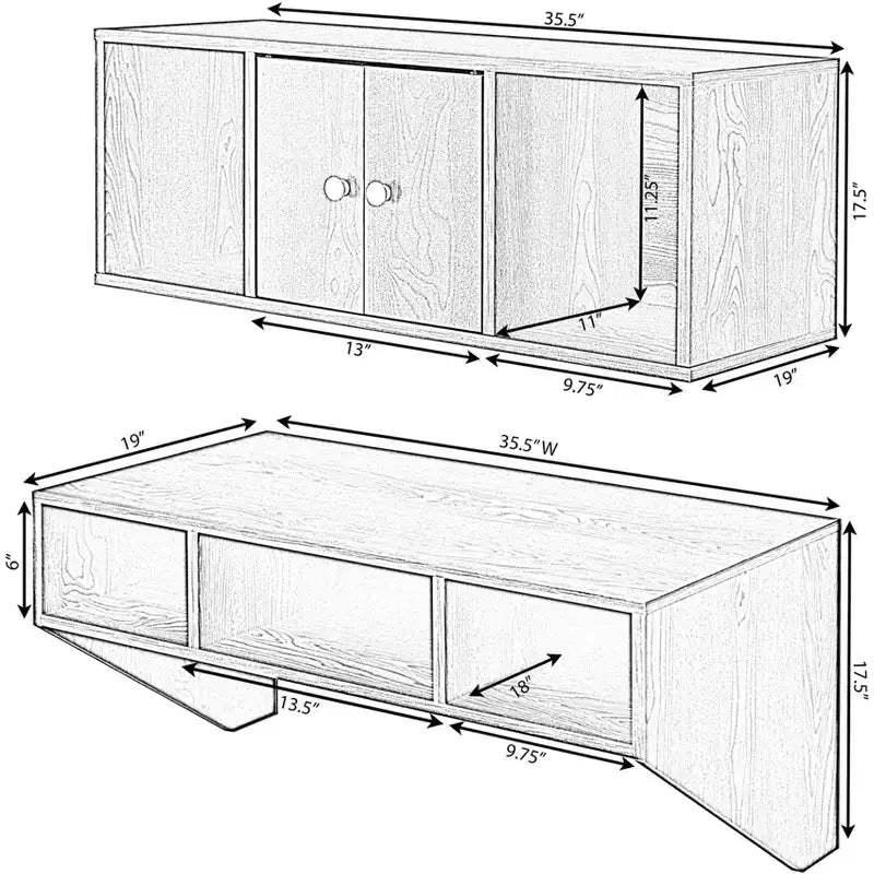 Scrivania da ufficio a parete con credenza pensile, postazione di lavoro salvaspazio