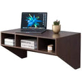 Basicwise Wall Mounted Office Computer Desk and Floating Hutch Cabinet